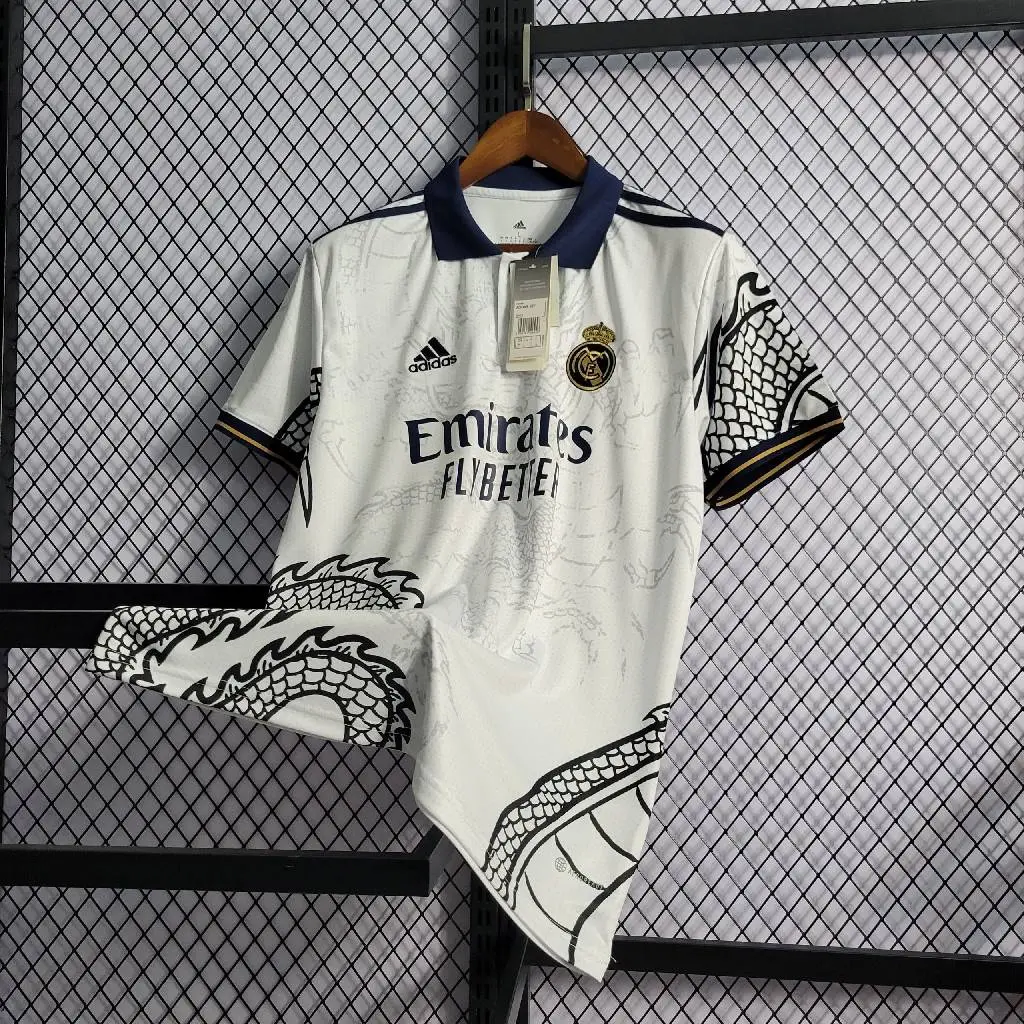 Real Madrid Fans, Unite! Show Your Support for the Team with the Iconic White Dragon Jersey