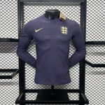 Mens England 2024/25 Euro Away Long Sleeves Authentic Jersey