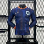 Mens Netherlands 2024/25 Euro Away Long Sleeves Jersey – Player Versi