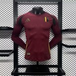 Mens Belgium 2024/25 Euro Home Long Sleeves Authentic Jersey