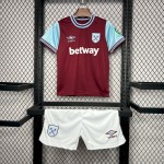 Kids West Ham United 2024/25 Home With Sponsors Kit