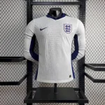 Mens England 2024/25 Euro Home Long Sleeves Authentic Jersey