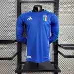 Mens Italy 2024/25 Euro Home Long Sleeves Authentic Jersey