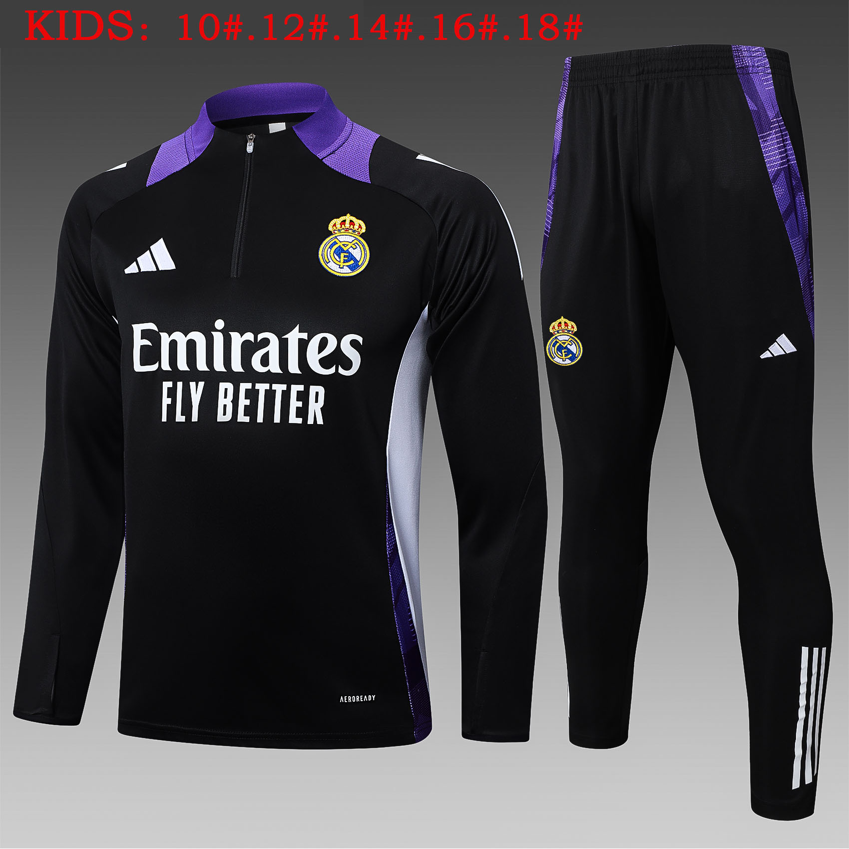 Real Madrid 2024/25 Half-Zip Kids Sweater+Pant 815