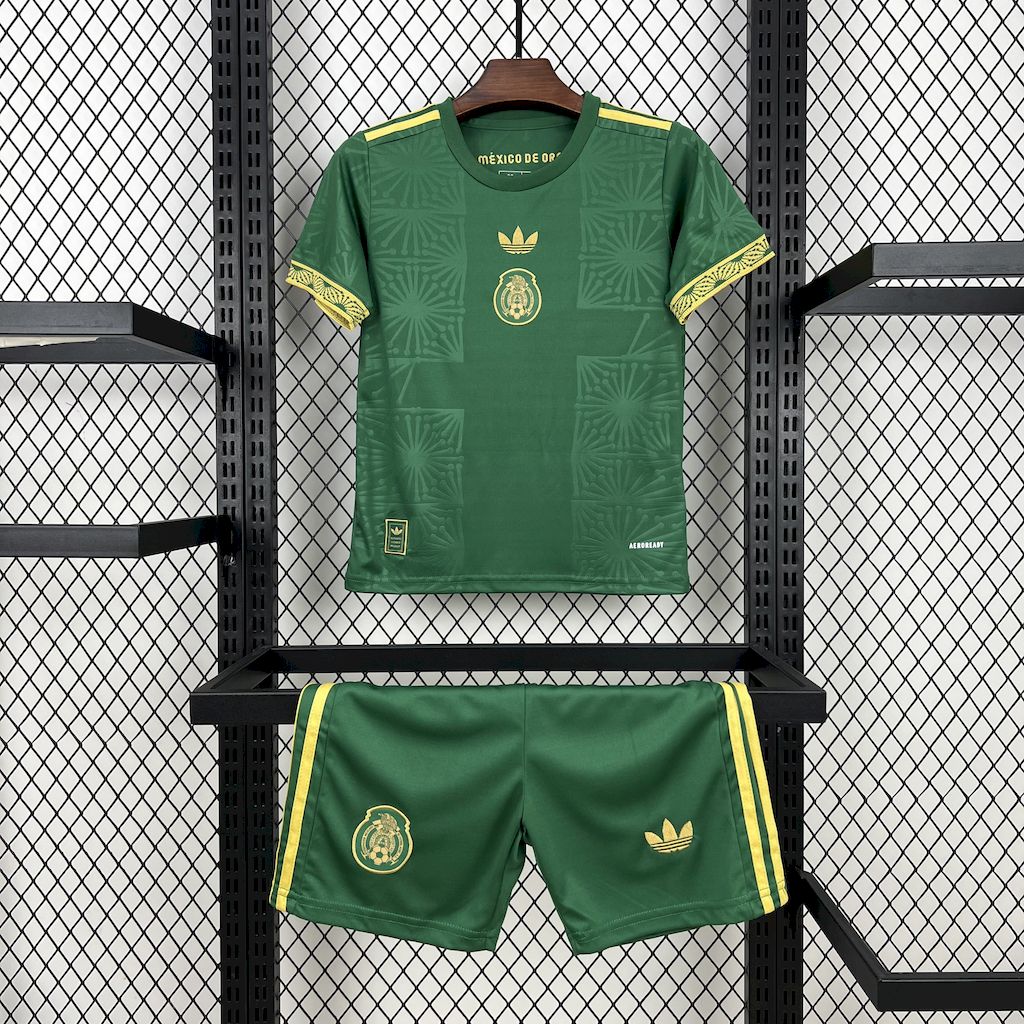 Kids Mexico 2025/26 Gold- Green Kit