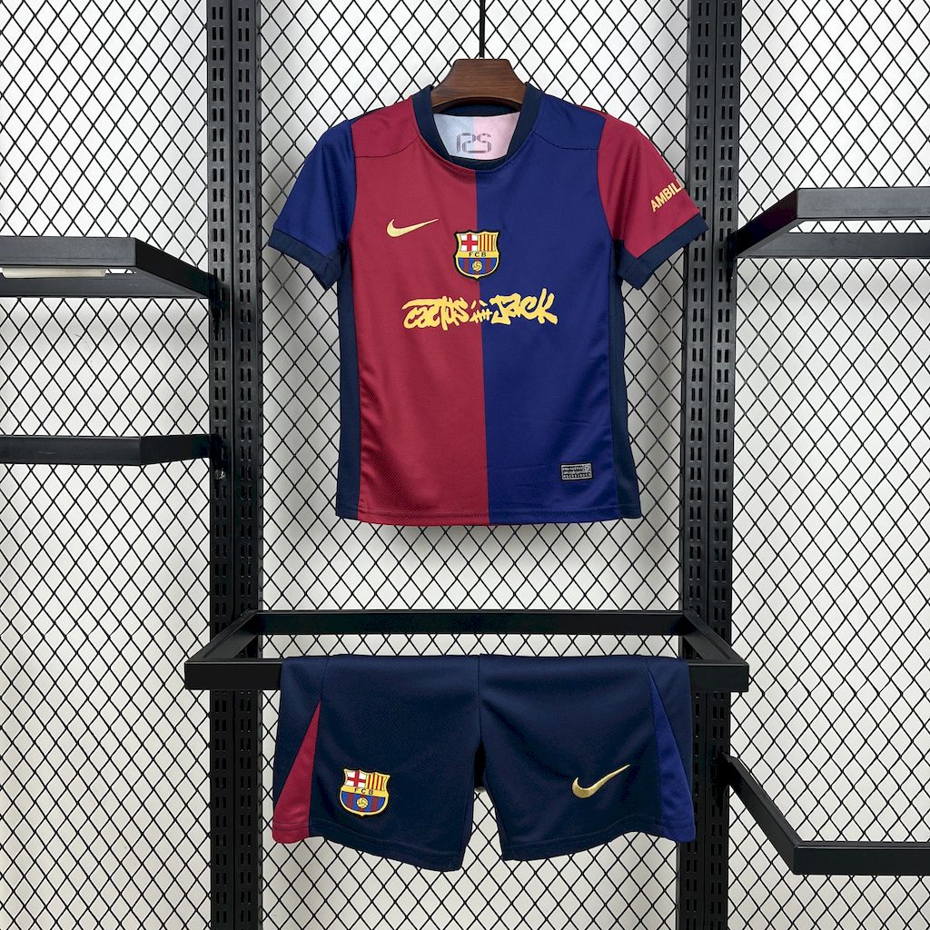 Kids Barcelona 2024/25 Home Travis Scott Edition Kit