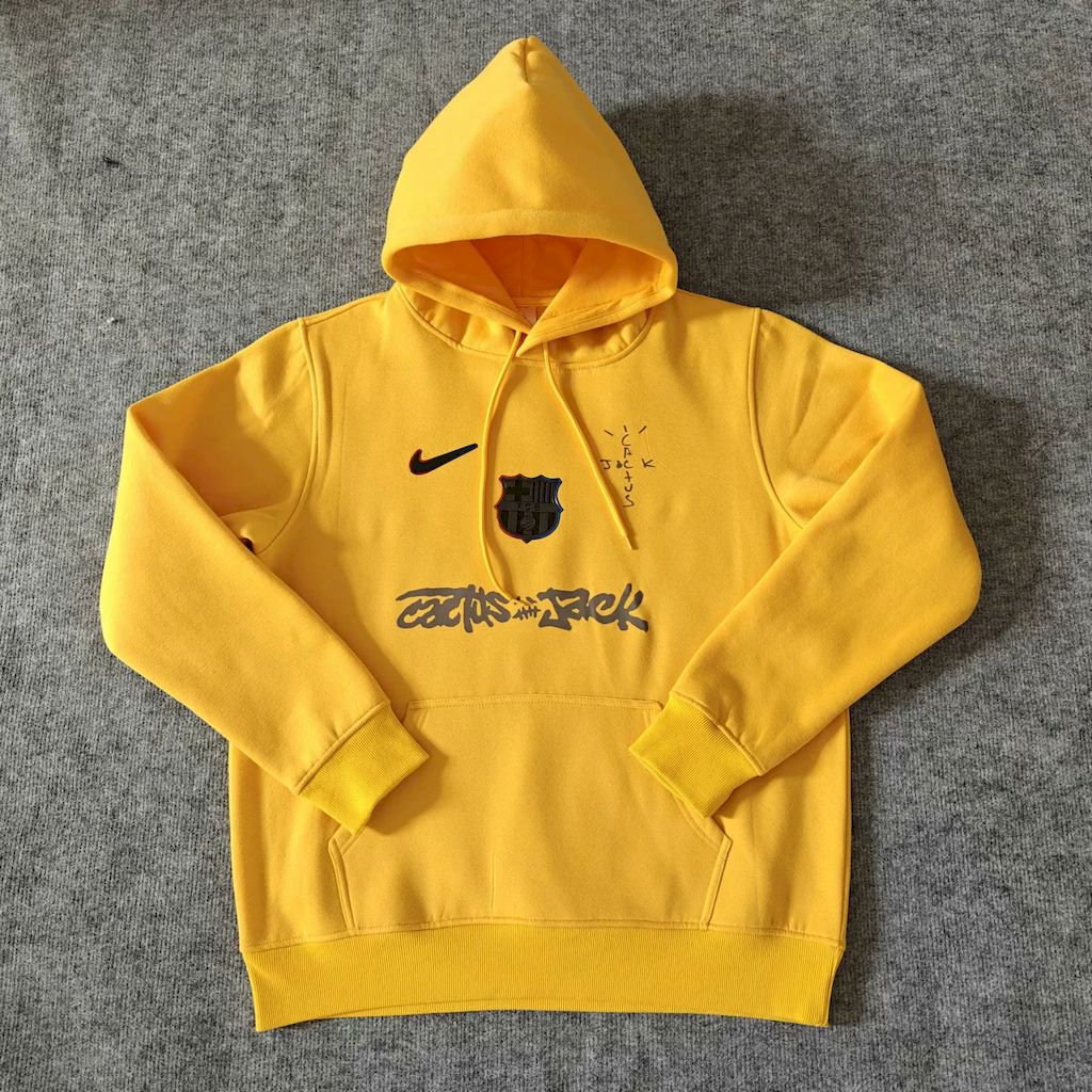 Unisex Barcelona 2025 Travis Scott Edition Yellow Football Hoodie
