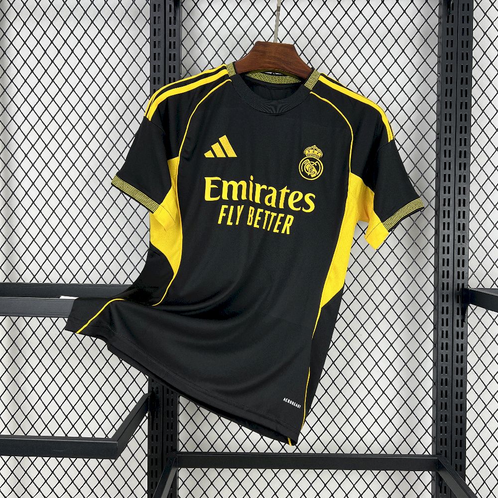 Mens Real Madrid 2025/26 Black and yellow special edition Jersey